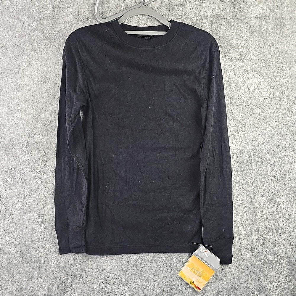 Terramar Body Sensors Crew Neck Shirt Base Layer‎ Mens Black Black Lightweight